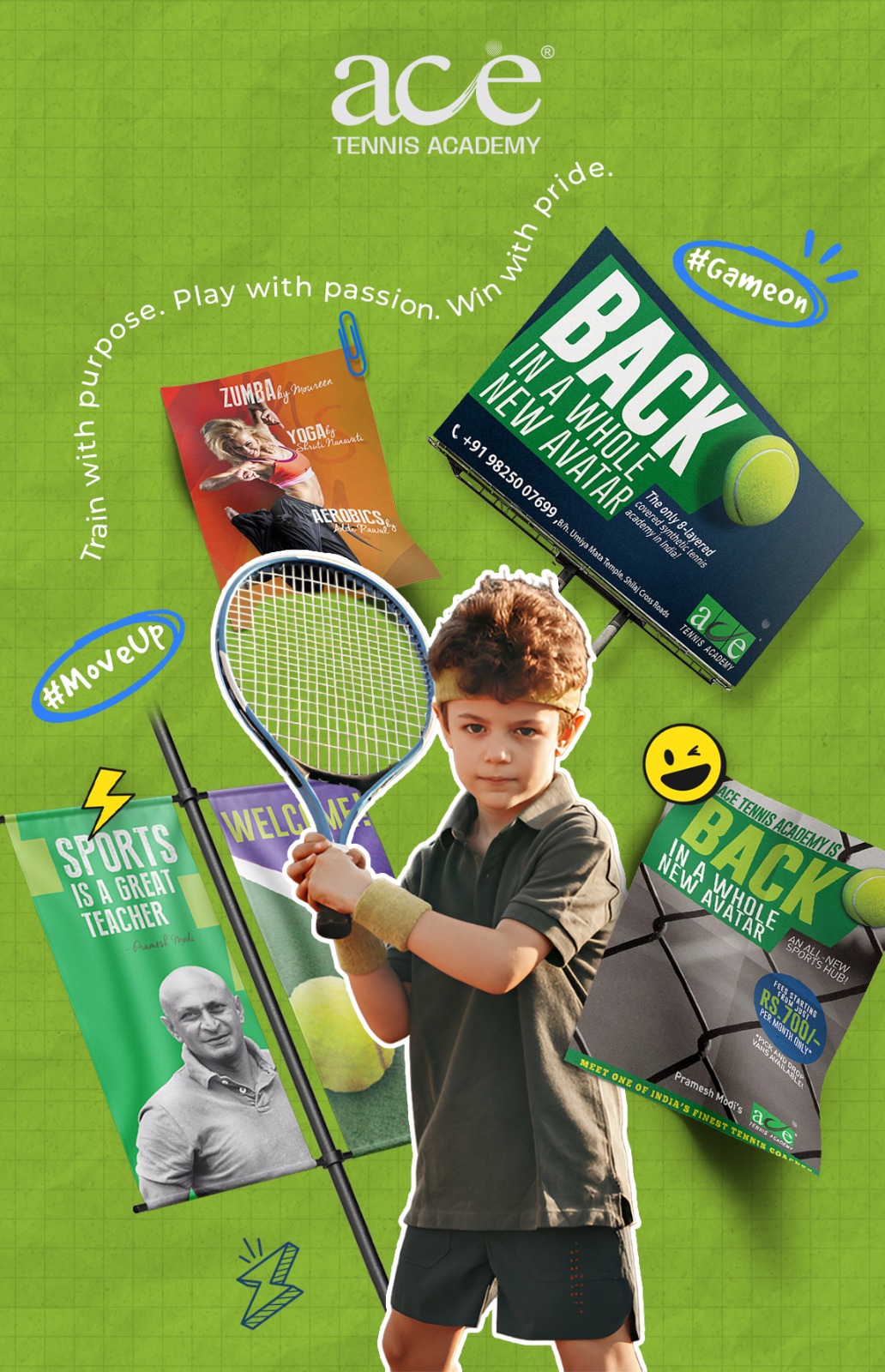 Ace Tennis Academy branding and campaign work by Buddha Branding